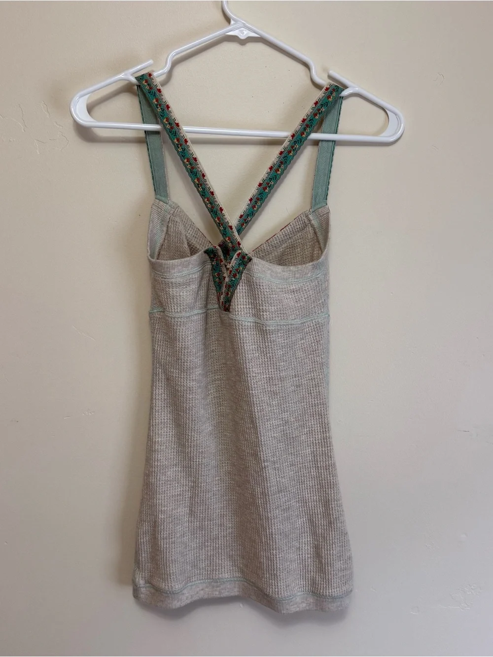 Free People Grey Waffle Knit Cotton Tank Small Boho